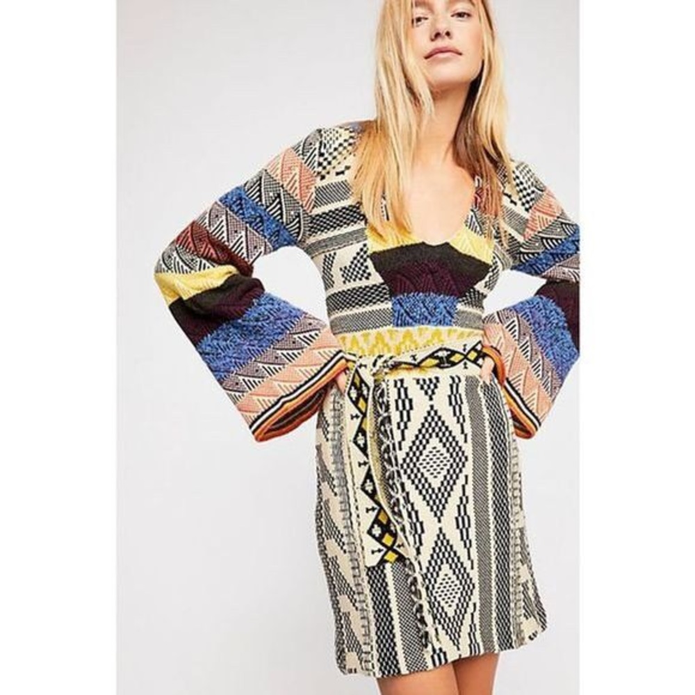 Free People Sweater Dress Cream Multi